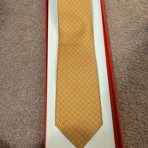 Salvatore Ferragamo Mens Orange Logo Tie